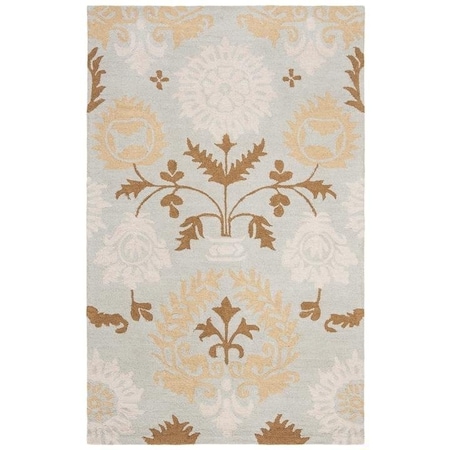 Safavieh 6 x 6 ft. Square Country and Floral Blossom- Blue and Multi Hand Hooked Rug BLM787A-6SQ